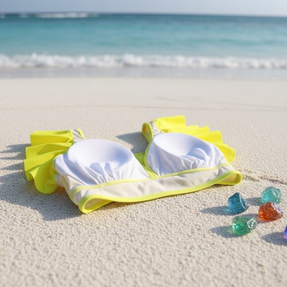 🆕 Vibrant Plus Size Boho Tankini Set 1XL Ruffle Sleeves Tropical Print Swimwear - Picture 8 of 14